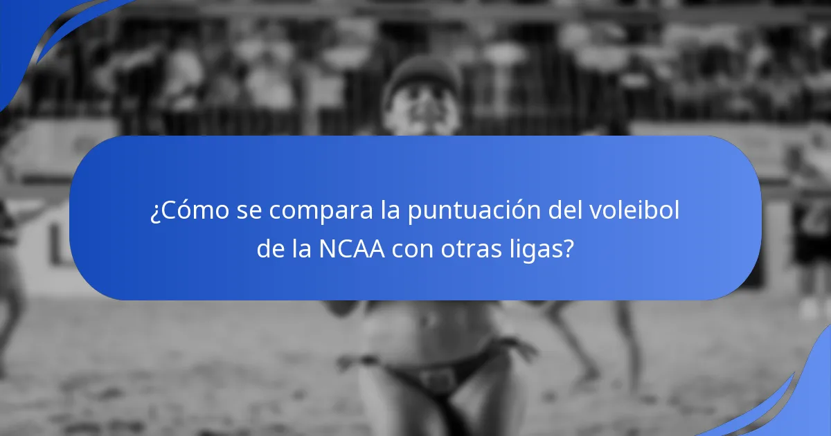 ¿Cómo se compara la puntuación del voleibol de la NCAA con otras ligas?