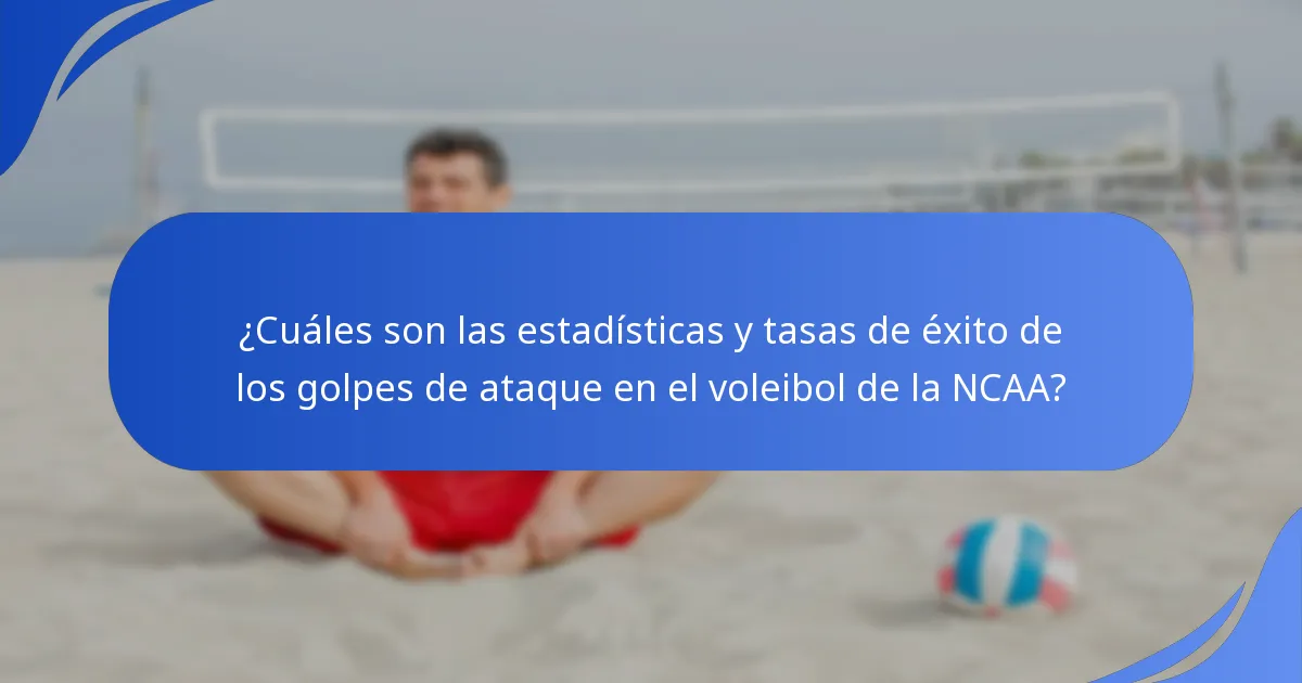 ¿Cuáles son las estadísticas y tasas de éxito de los golpes de ataque en el voleibol de la NCAA?