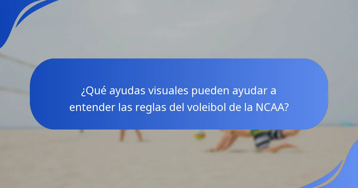 ¿Qué ayudas visuales pueden ayudar a entender las reglas del voleibol de la NCAA?